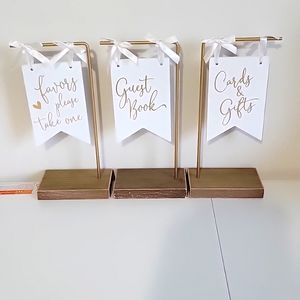 Chic Gold and White Party Sign Set
